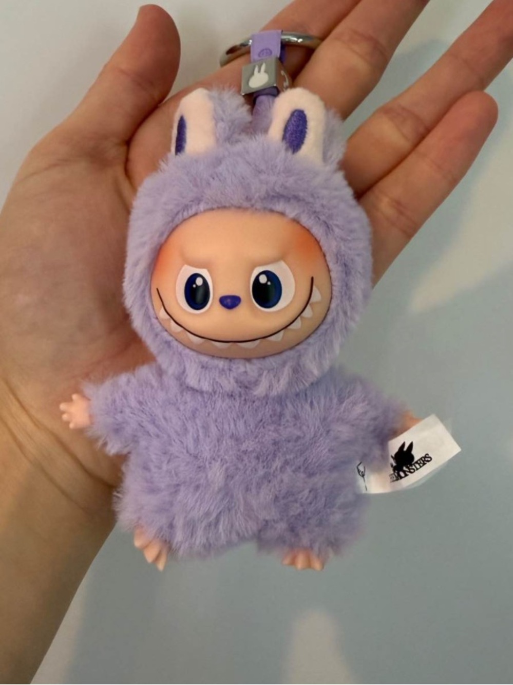 Labubu Plush Hot Pink and Purple Pin For Love Pocket Bunny Keychain Bag Charm